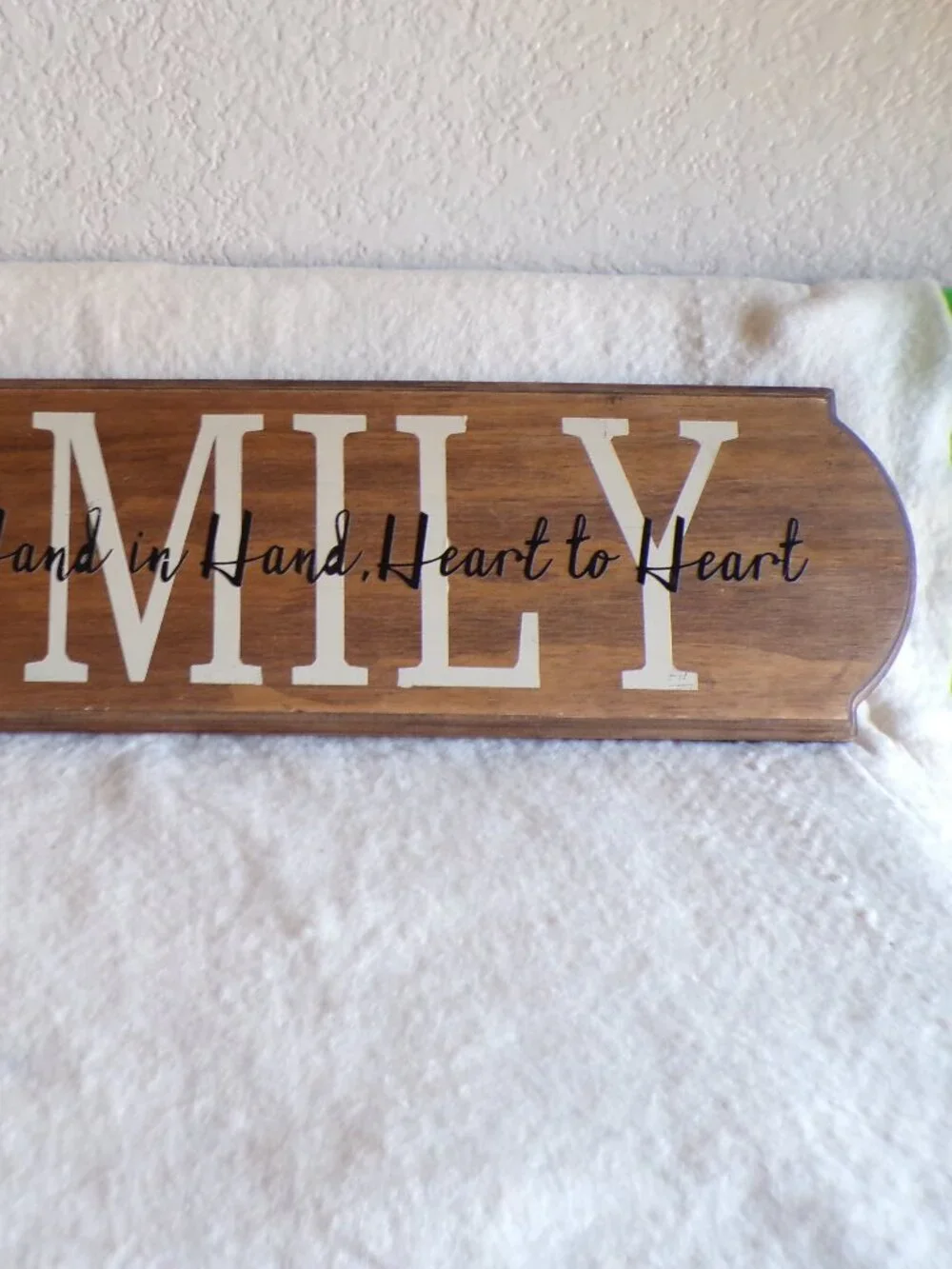 Wooden FAMILY Plaque Side by Side, Hand in Hand, Heart to Heart